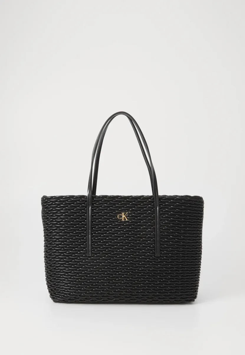 PLEATED TEXTURE - Shopping Bag - black