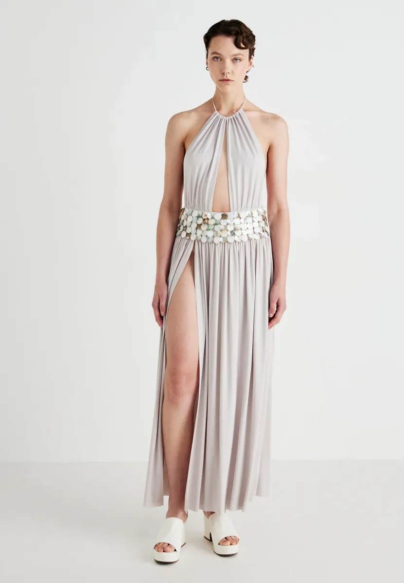 PLUNGE BELT DRESS - Jerseykleid - beige