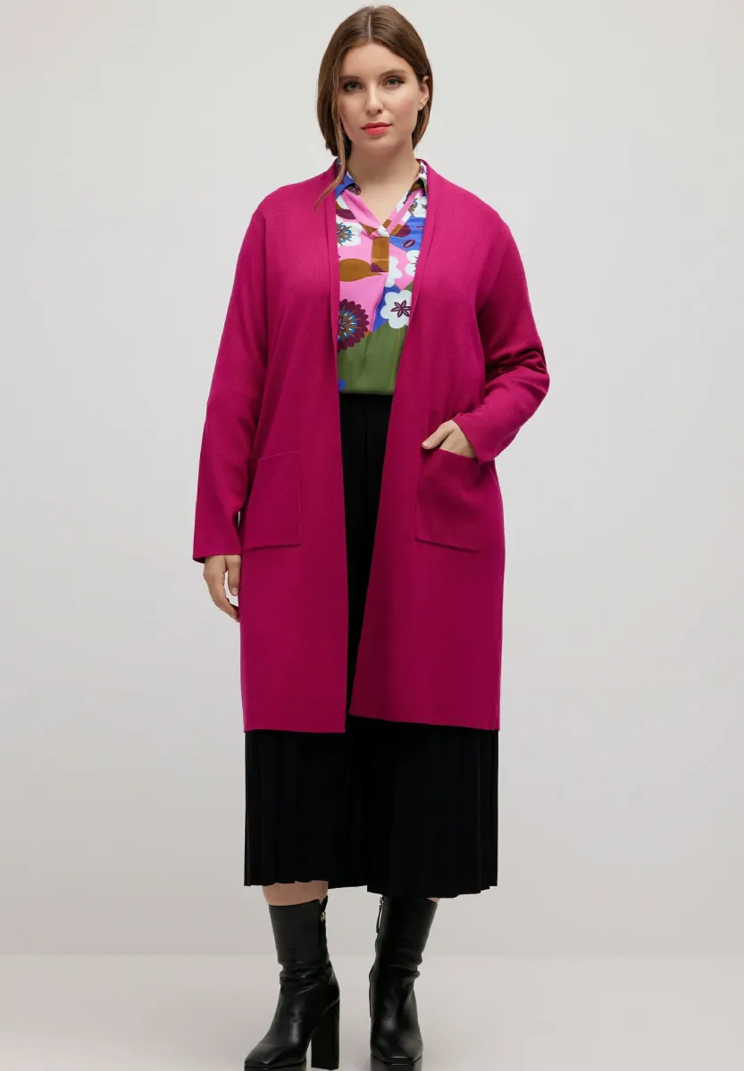 PLUS SIZE LONG OPEN FRONT - Strickjacke