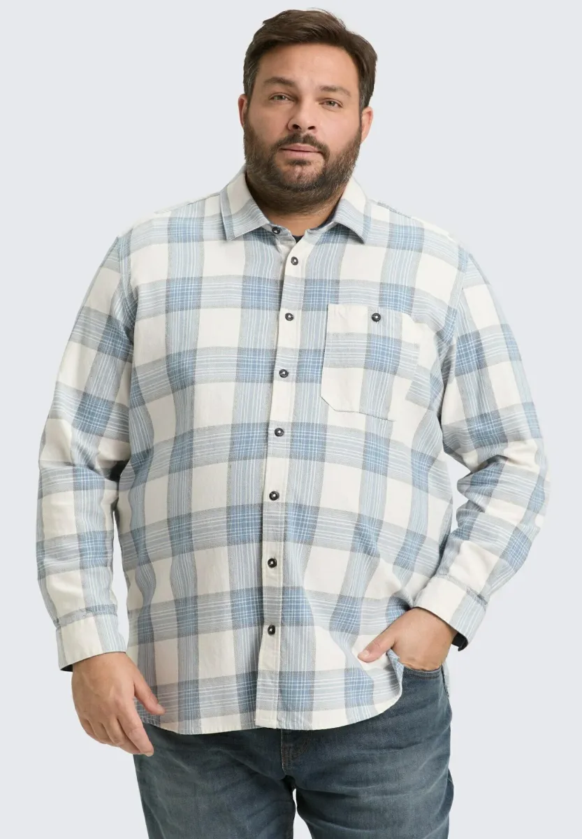 PLUS SIZE - MIT KAROMUSTER - Hemd - white/light blue check