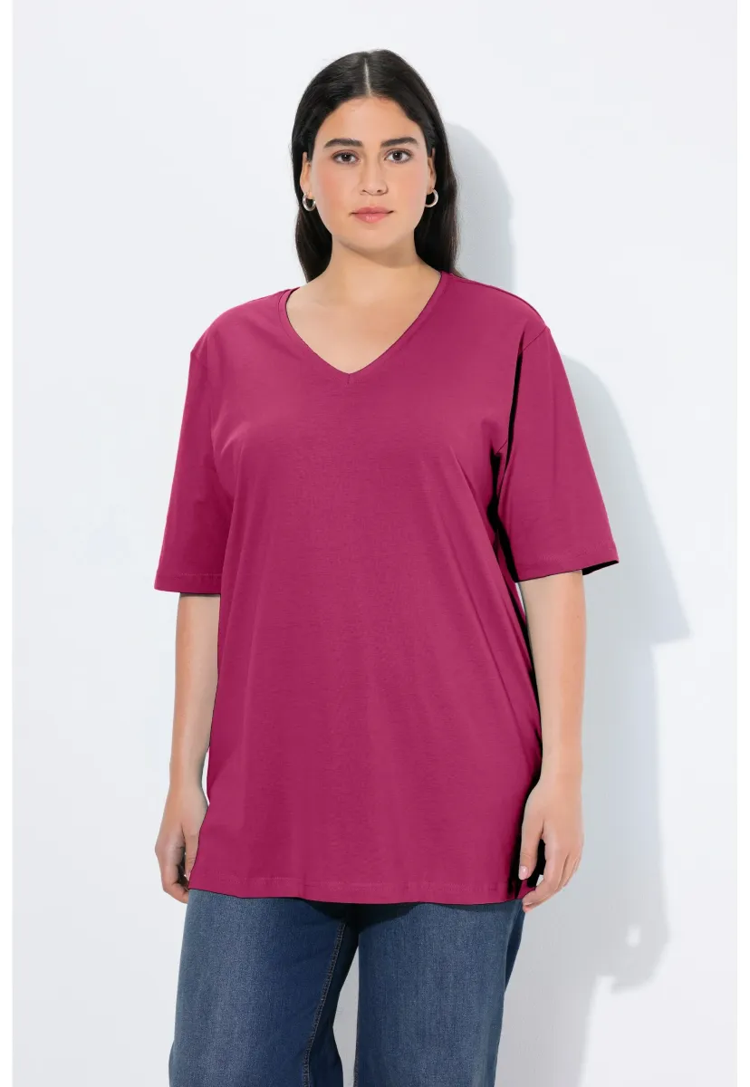 PLUS SIZE V-NECK TEE  - T-Shirt basic - classic dark berry