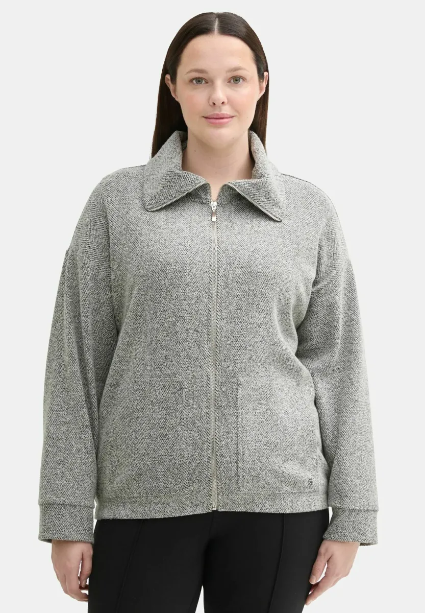 PLUS - Strickjacke - grey heringbone boucle