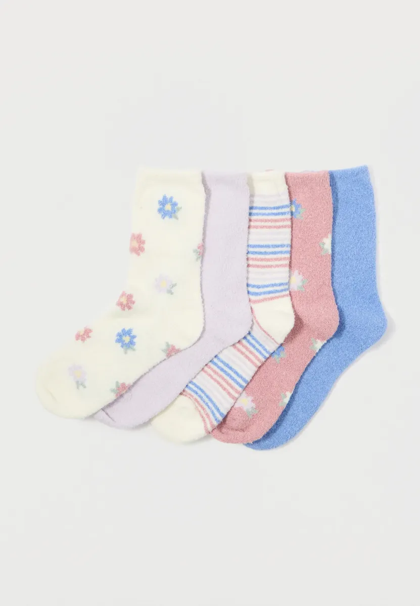 PLUSH SOCKS 5 PACK - Socken - pink/blue/white