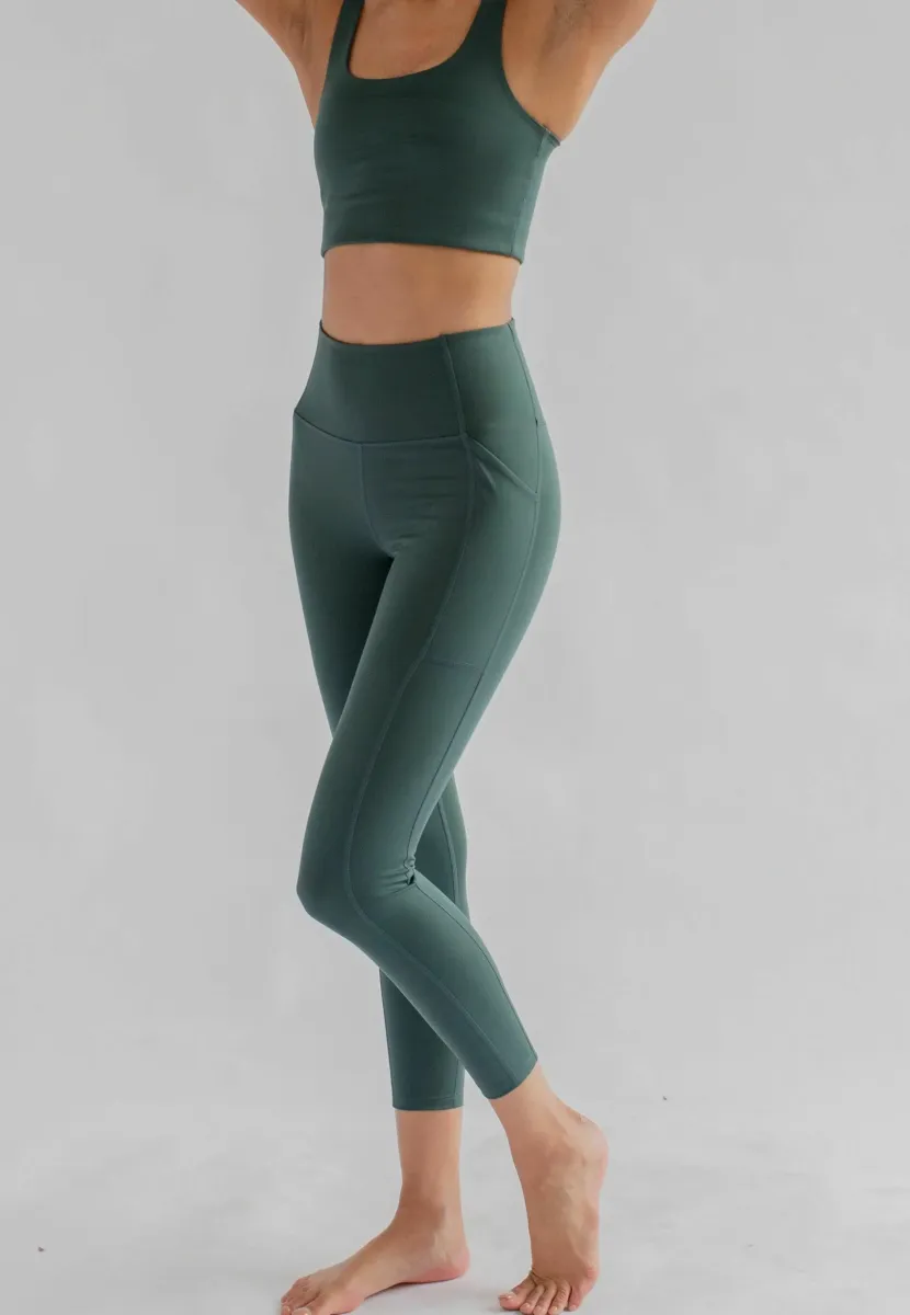 POCKET HIGH-RISE 7/8 - Tights - moss