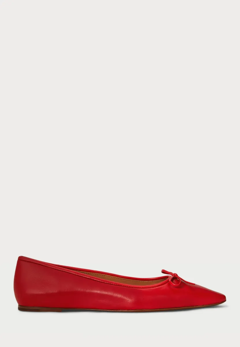 POINTED LEATHER BALLET FLAT - Klassischer Ballerina - ruby