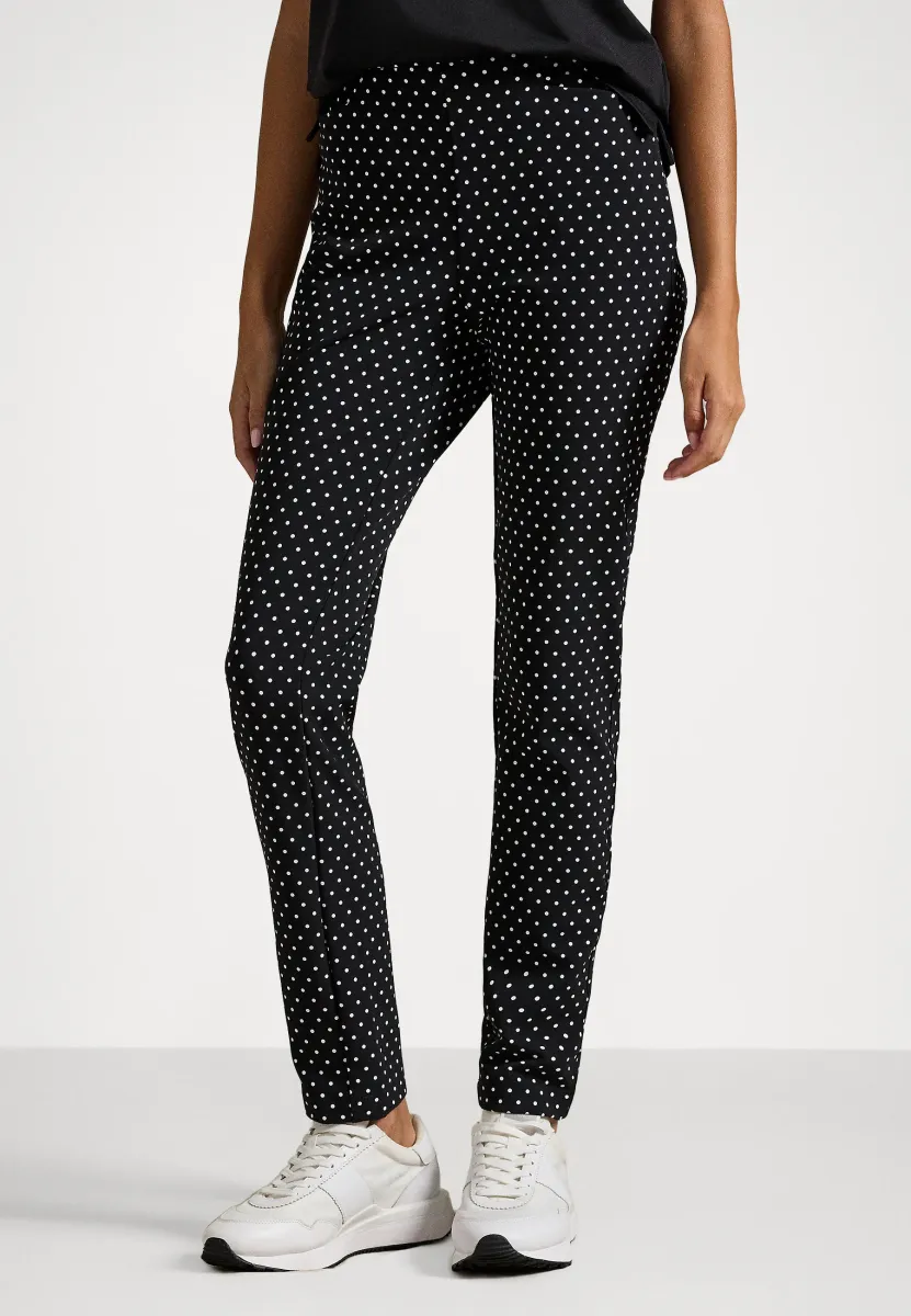 POLKA DOT STRETCH TWILL PANT - Stoffhose - black