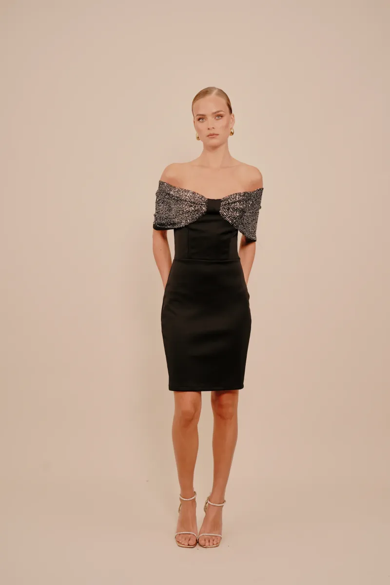 POLLY SEQUIN - Cocktailkleid/festliches Kleid - black/silver-coloured