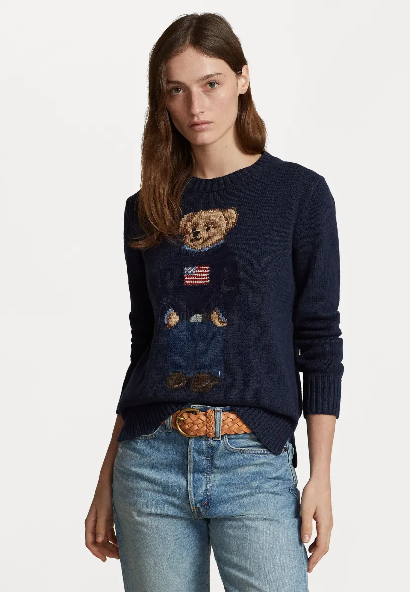 POLO BEAR COTTON LINEN SWEATER - Strickpullover - navy