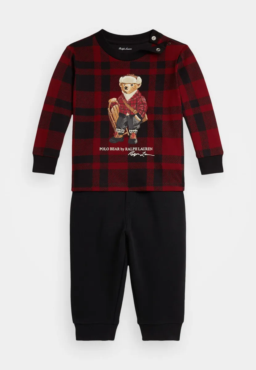POLO BEAR JERSEY TEE & FLEECE PANT SET - Langarmshirt - Red/Black