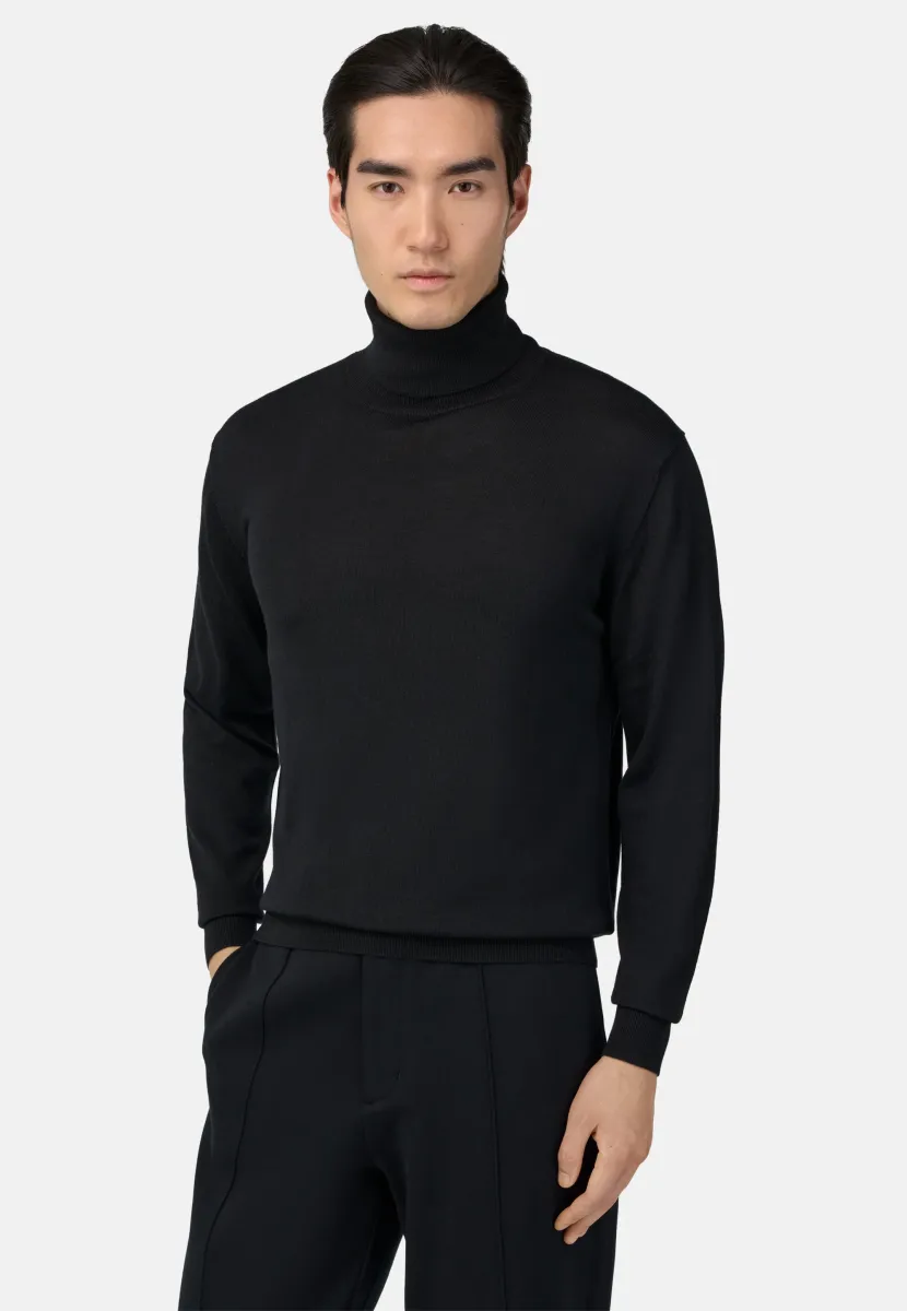 POLO NECK - Strickpullover - black