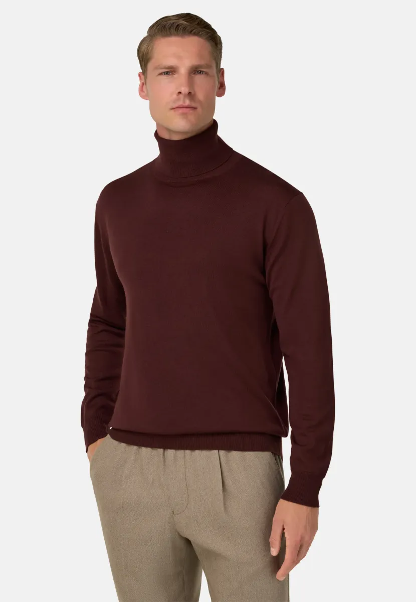POLO NECK - Strickpullover - burgundy