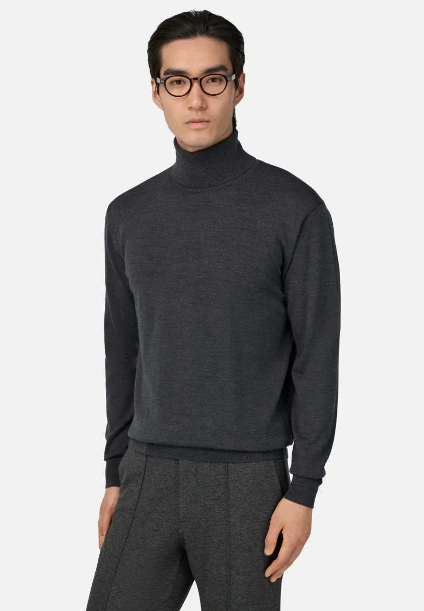 POLO NECK - Strickpullover - charcoal