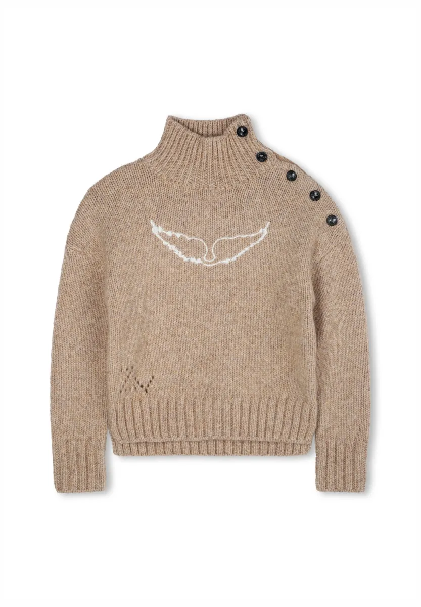 POLO NECK - Strickpullover - chinabraun