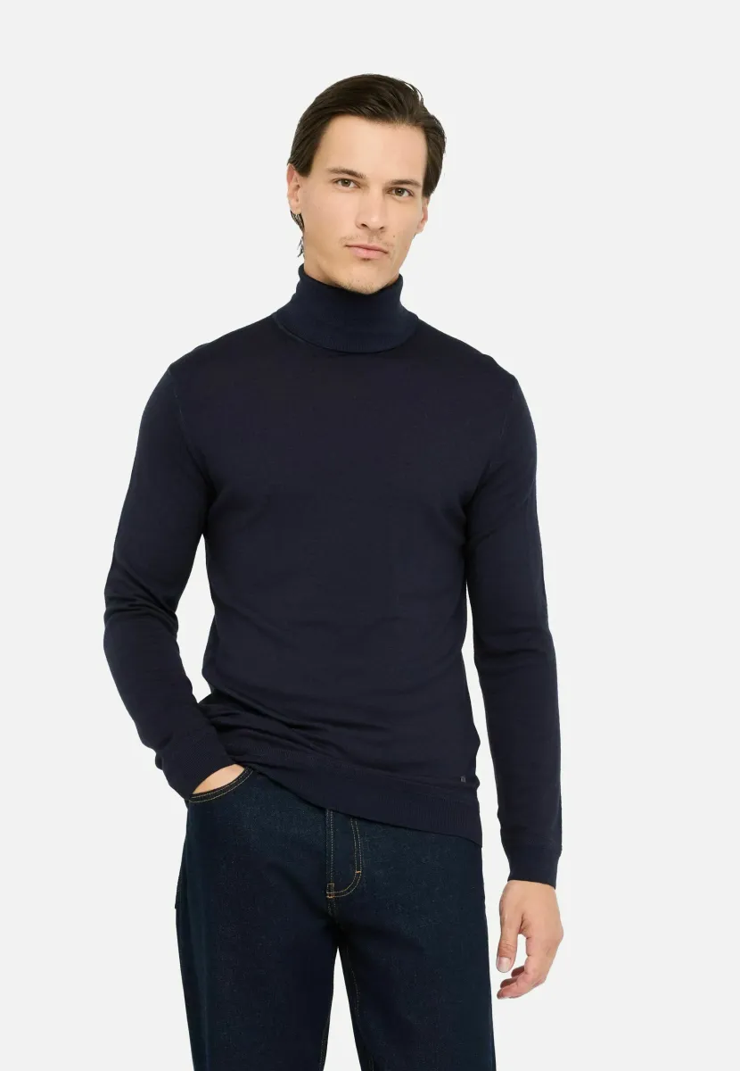 POLO-NECK - Strickpullover - dark blue