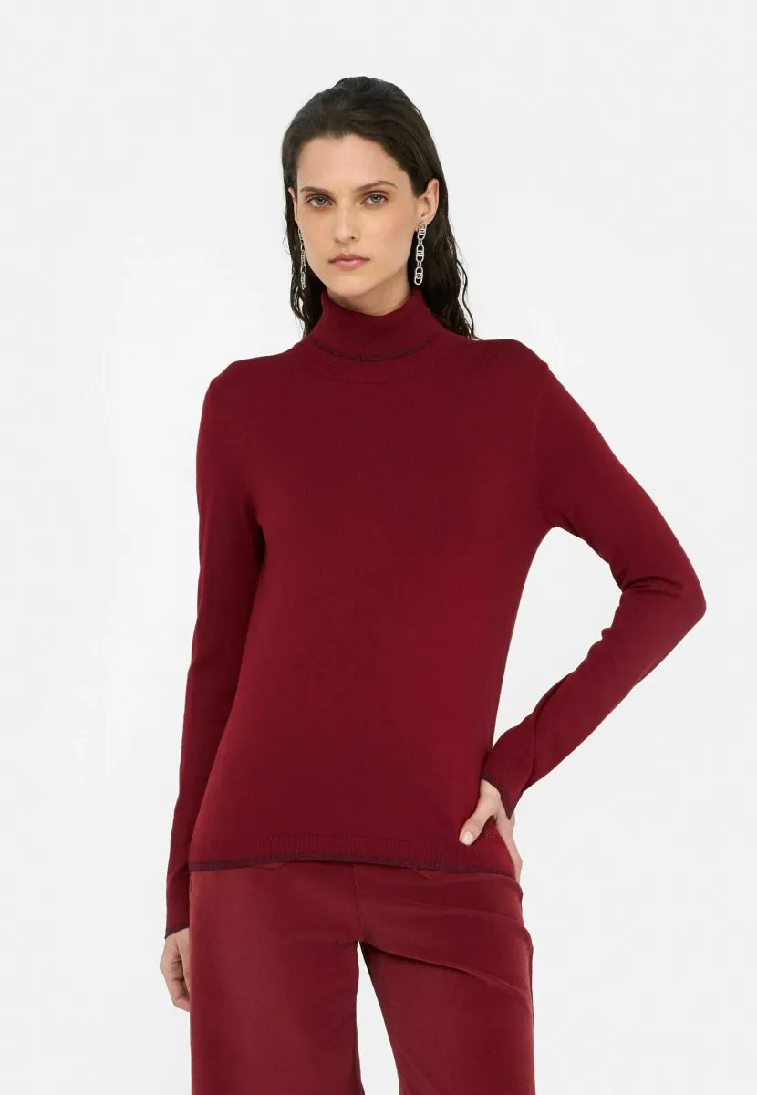 POLO-NECK WITH DETAILS - Strickpullover - red