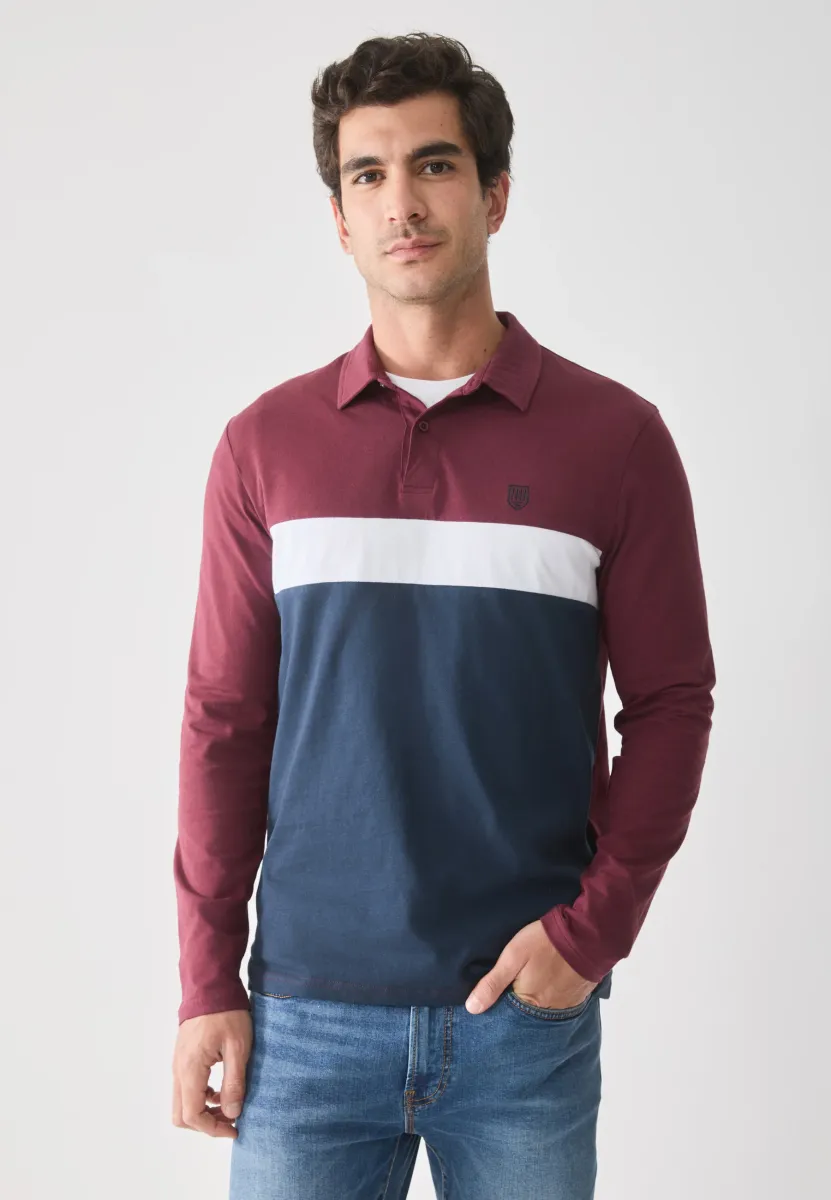 Poloshirt - Bordeaux/Dark blue/White
