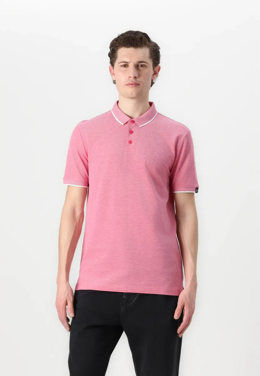 Poloshirt - magenta white two tone