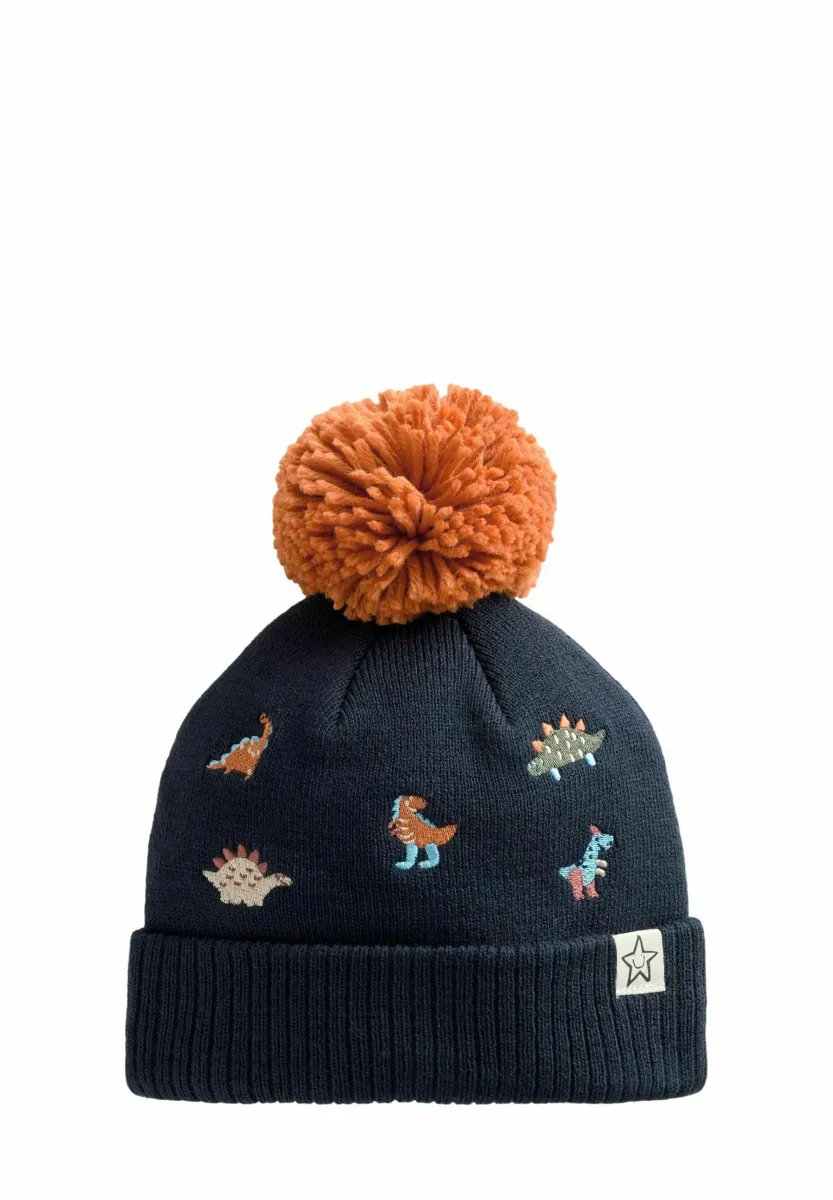 POM - Mütze - navy/orange dino embroidered
