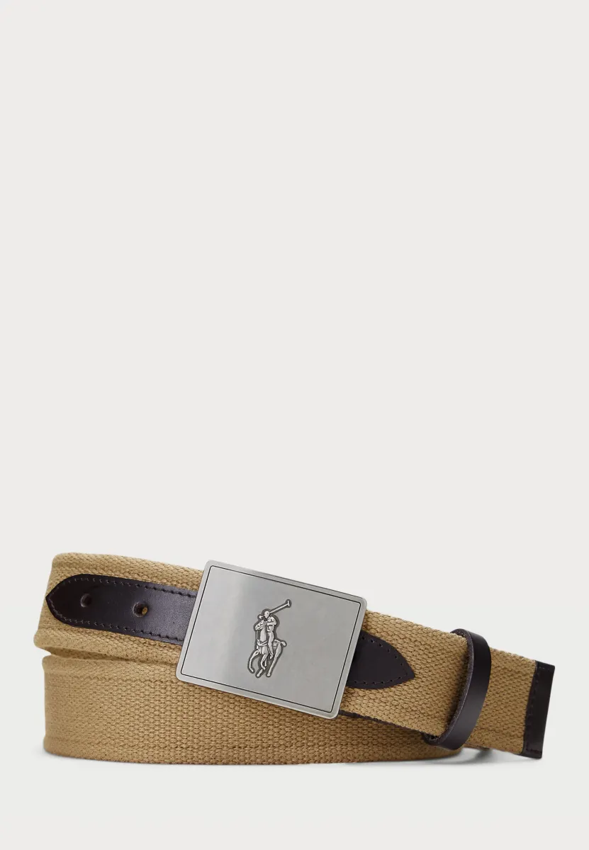 PONY PLAQUE CANVAS & LEATHER BELT - Gürtel - classic camel