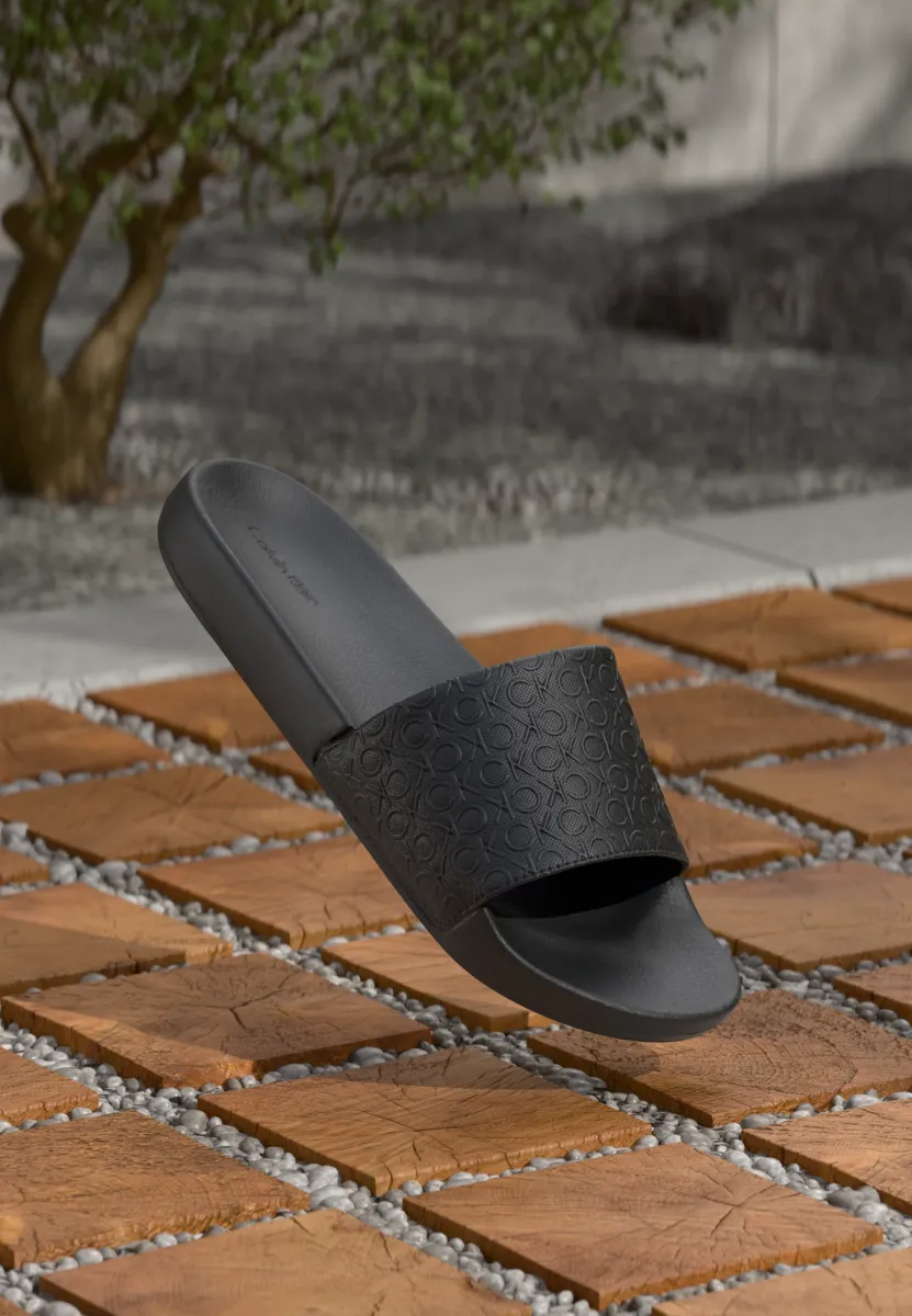 POOL SLIDE MONO - Pantolette flach - black