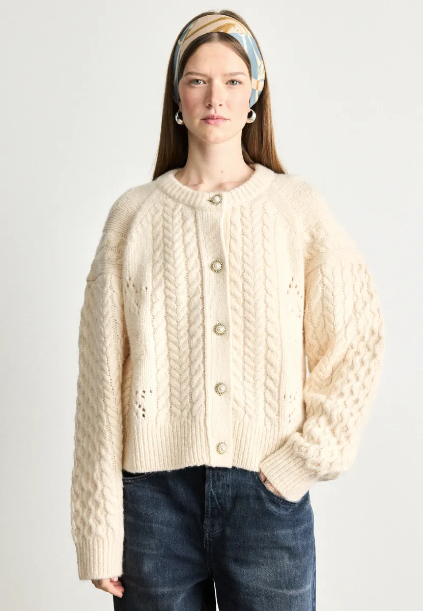 PREPPY CABLE CARDIGAN - Strickjacke - cream white