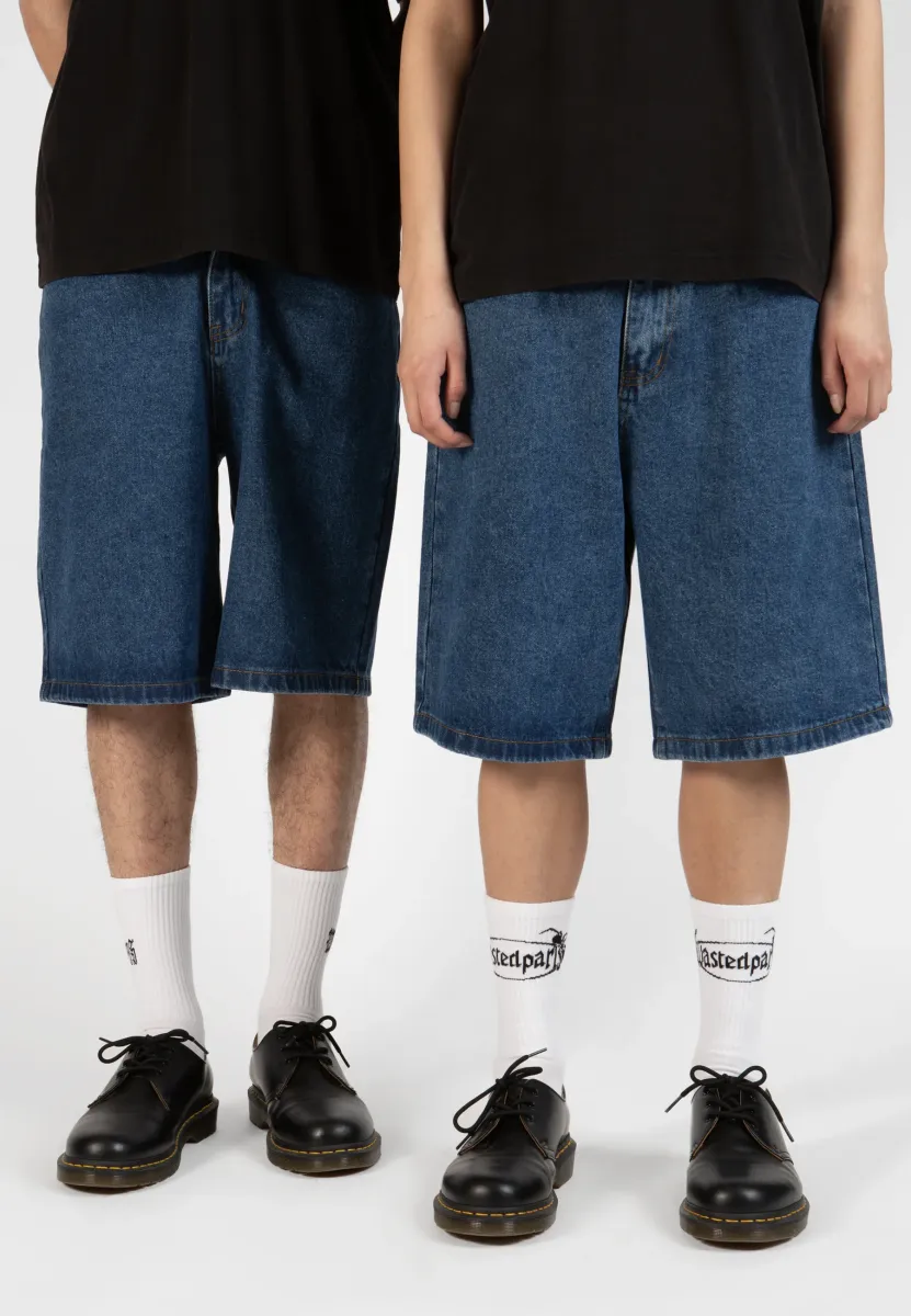 PREY CASPER SHORT UNISEX - Jeans Shorts - washed blue