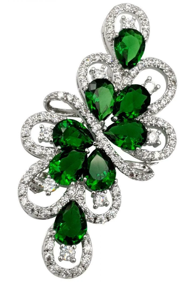 PRIMAVERA - Brosche - grün  weiss