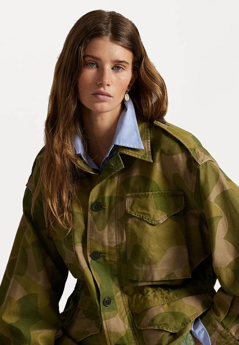 PRINTED CROPPED FIELD JACKET - Leichte Jacke - green/brown