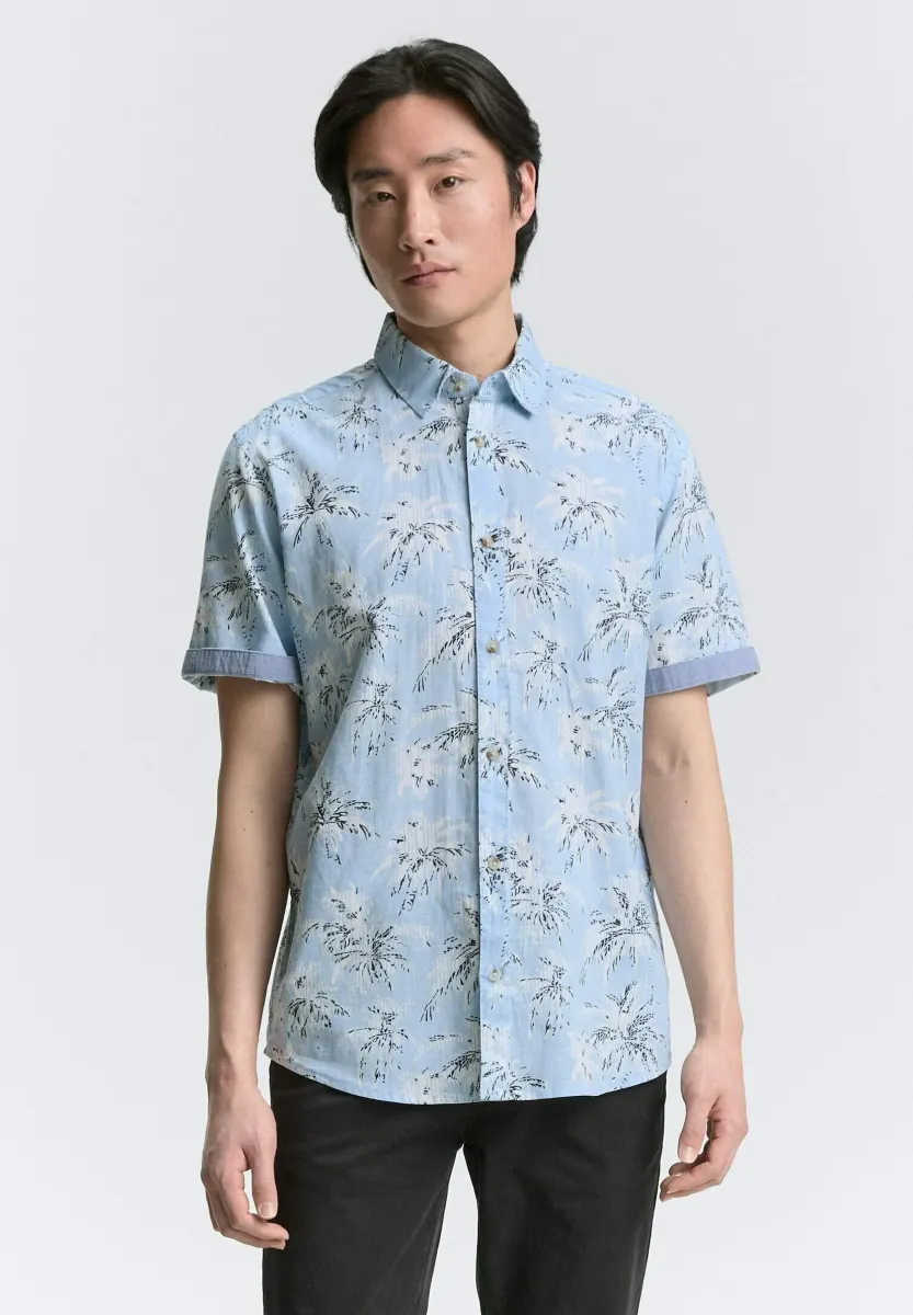 PRINTED  - Hemd - powder blue stripe palm design