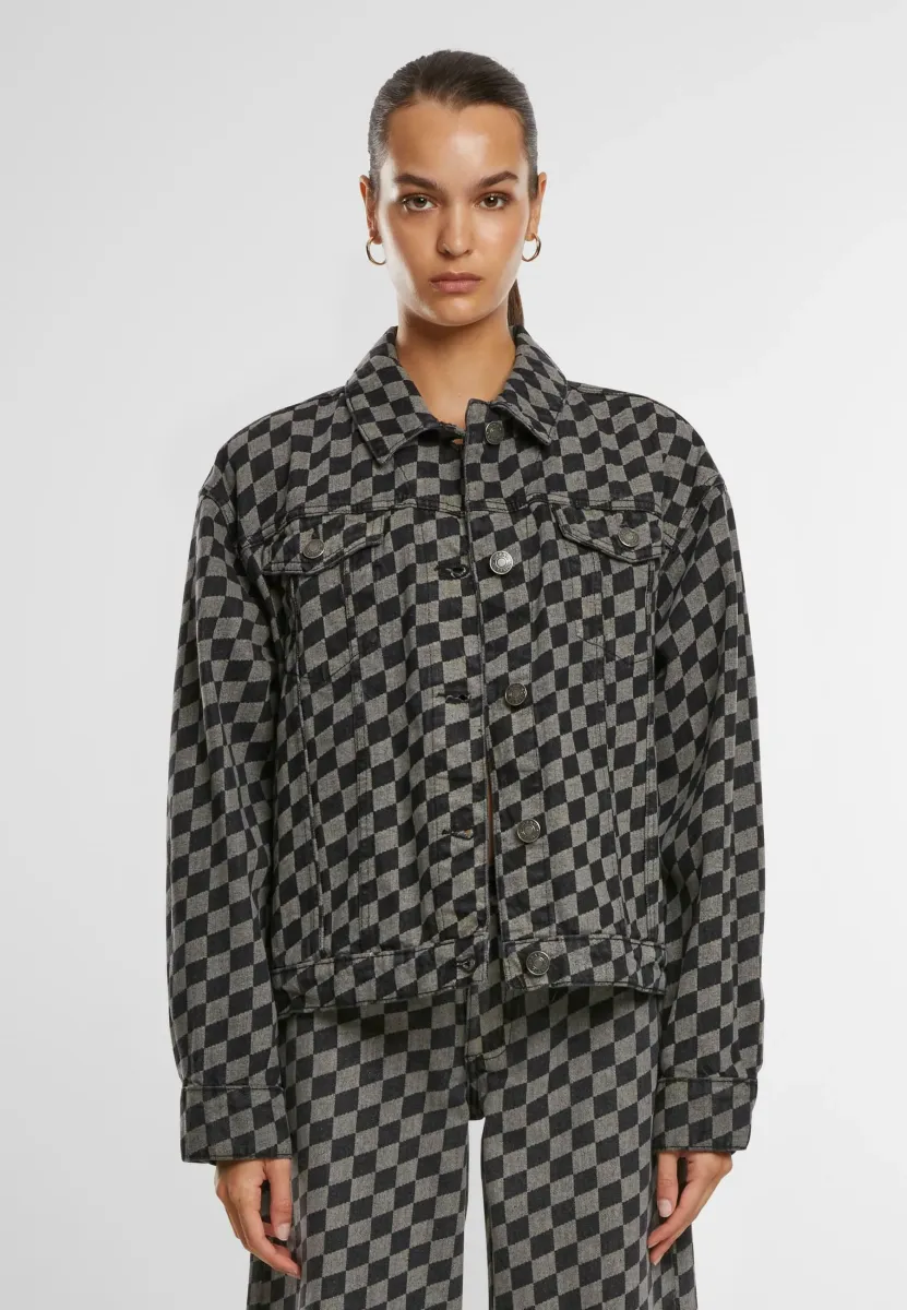 PRINTED - Jeansjacke - blacklasercheck