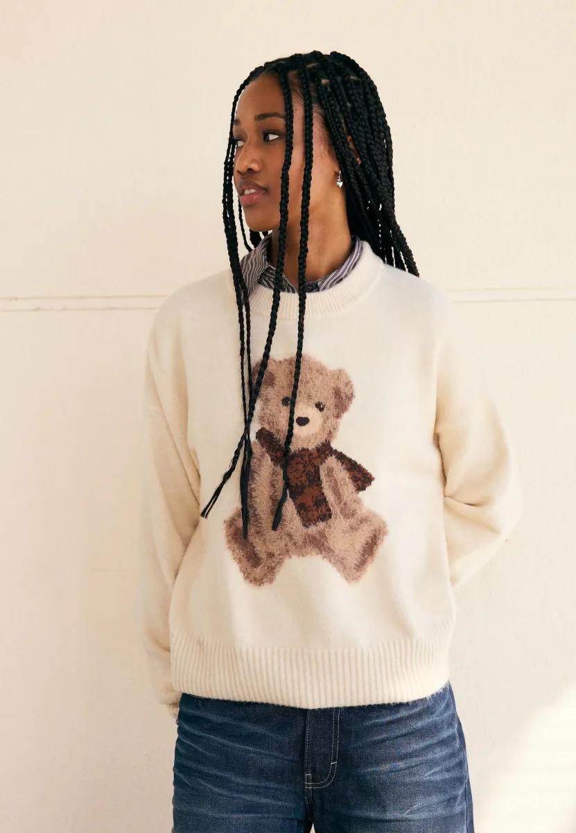 PRINTED - Strickpullover - beige
