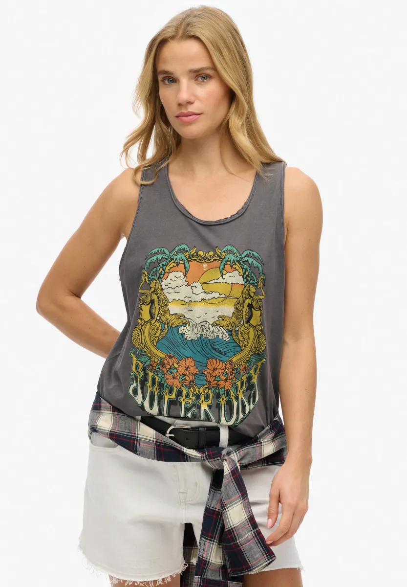 PSYCH SURF GRAPHIC RACER - Top - charcoal