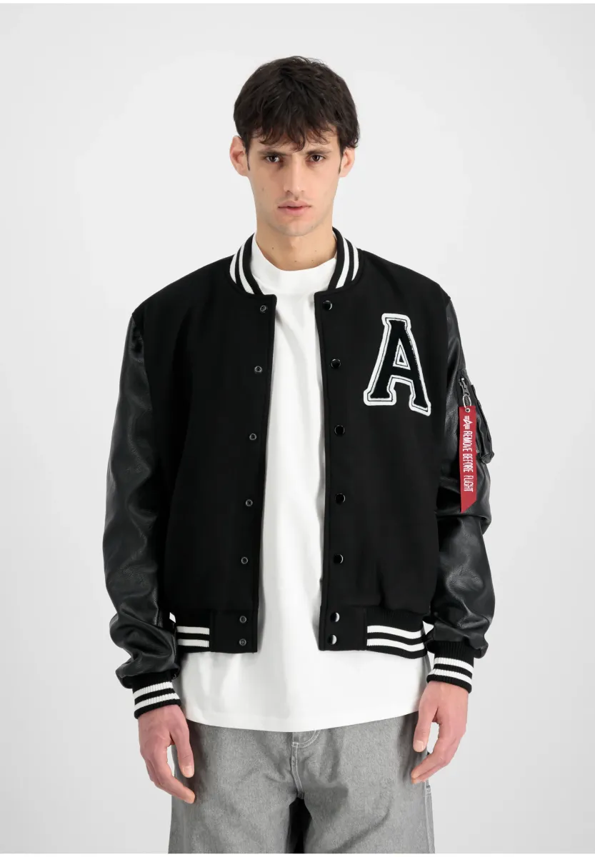 PU COLLEGE JACKET - Bomberjacke - black