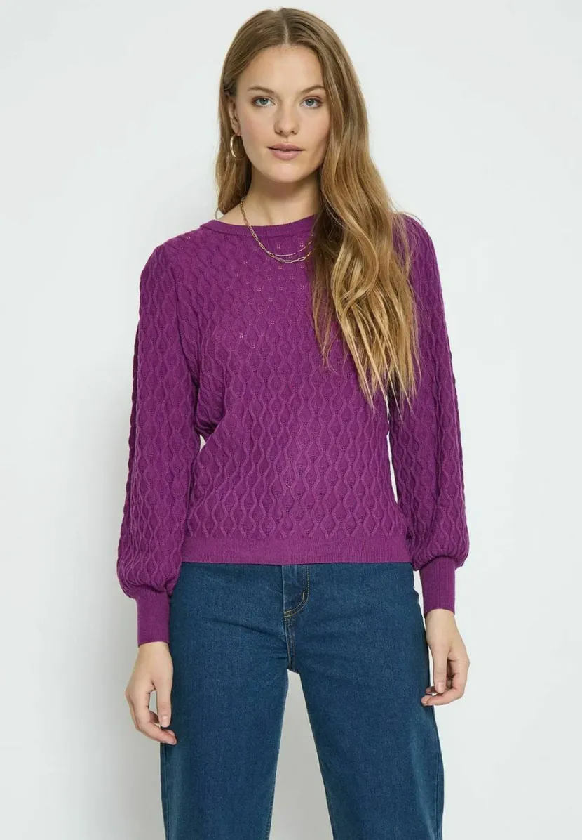 PUFF SLEEVE - Strickpullover - hollyhock purple