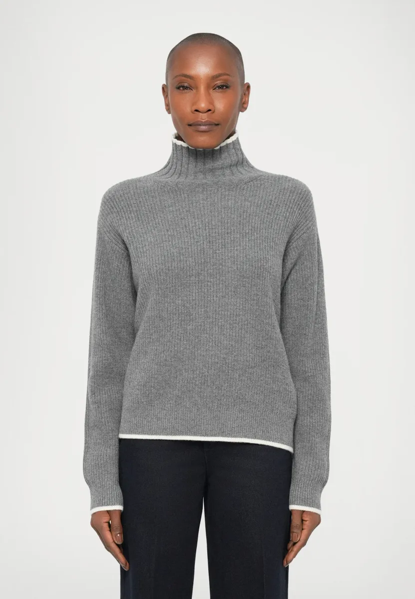 PULL COL ROULE CABLES ET RAYURES - Strickpullover - gris