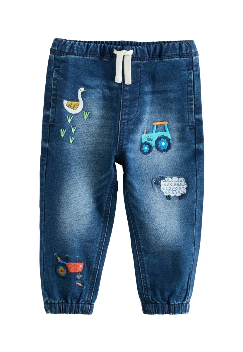 PULL ON  - Jeans Straight Leg - mid blue farm character