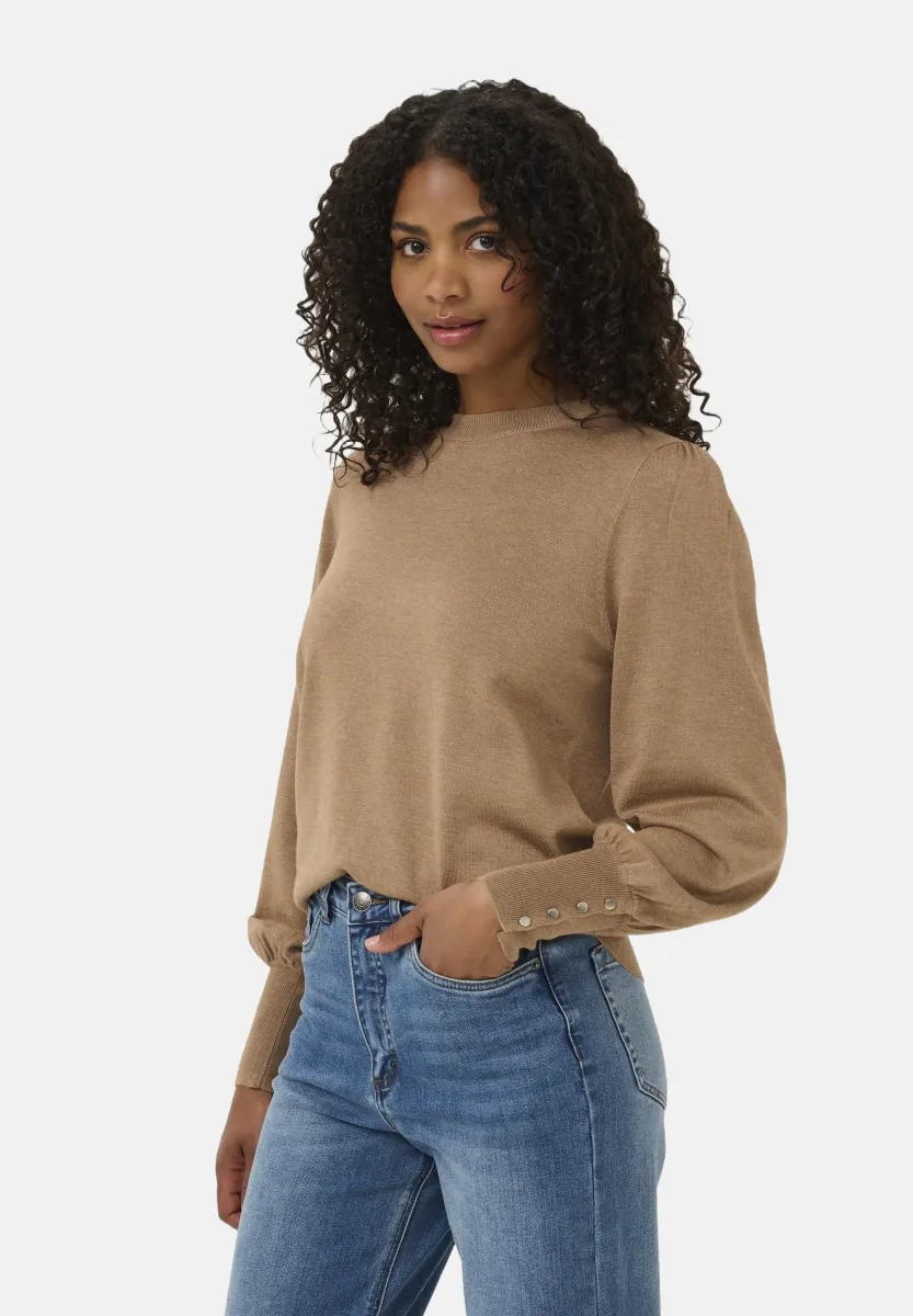 PULLOVER BUTTONS - Strickpullover - toasted coconut melange