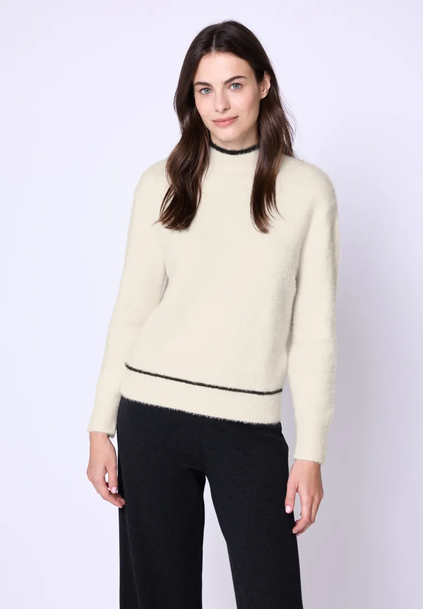 PULLOVER MIT KONTRASTDETAILS - Strickpullover - beige