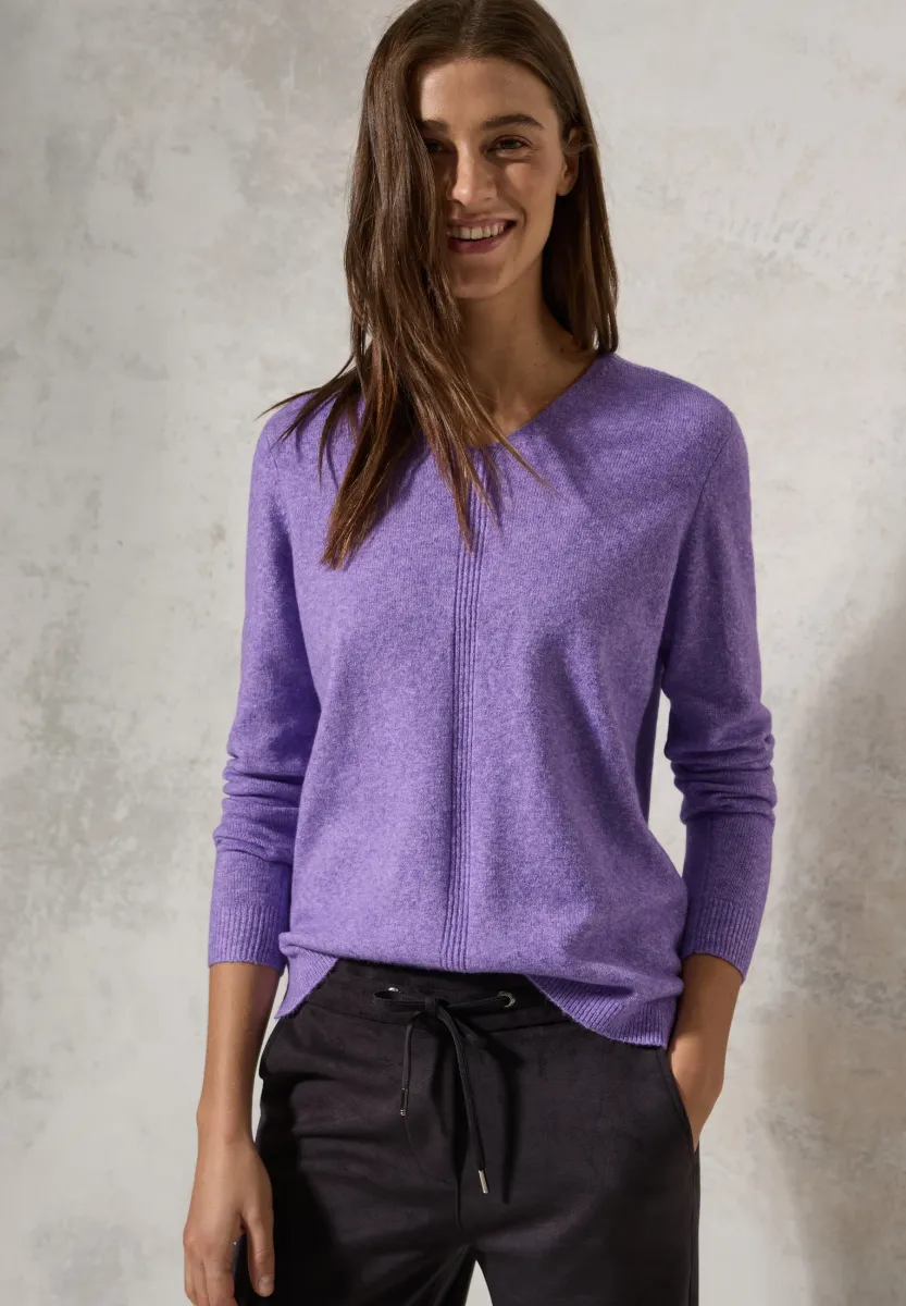 PULLOVER MIT V-AUSSCHNITT - Strickpullover - lila