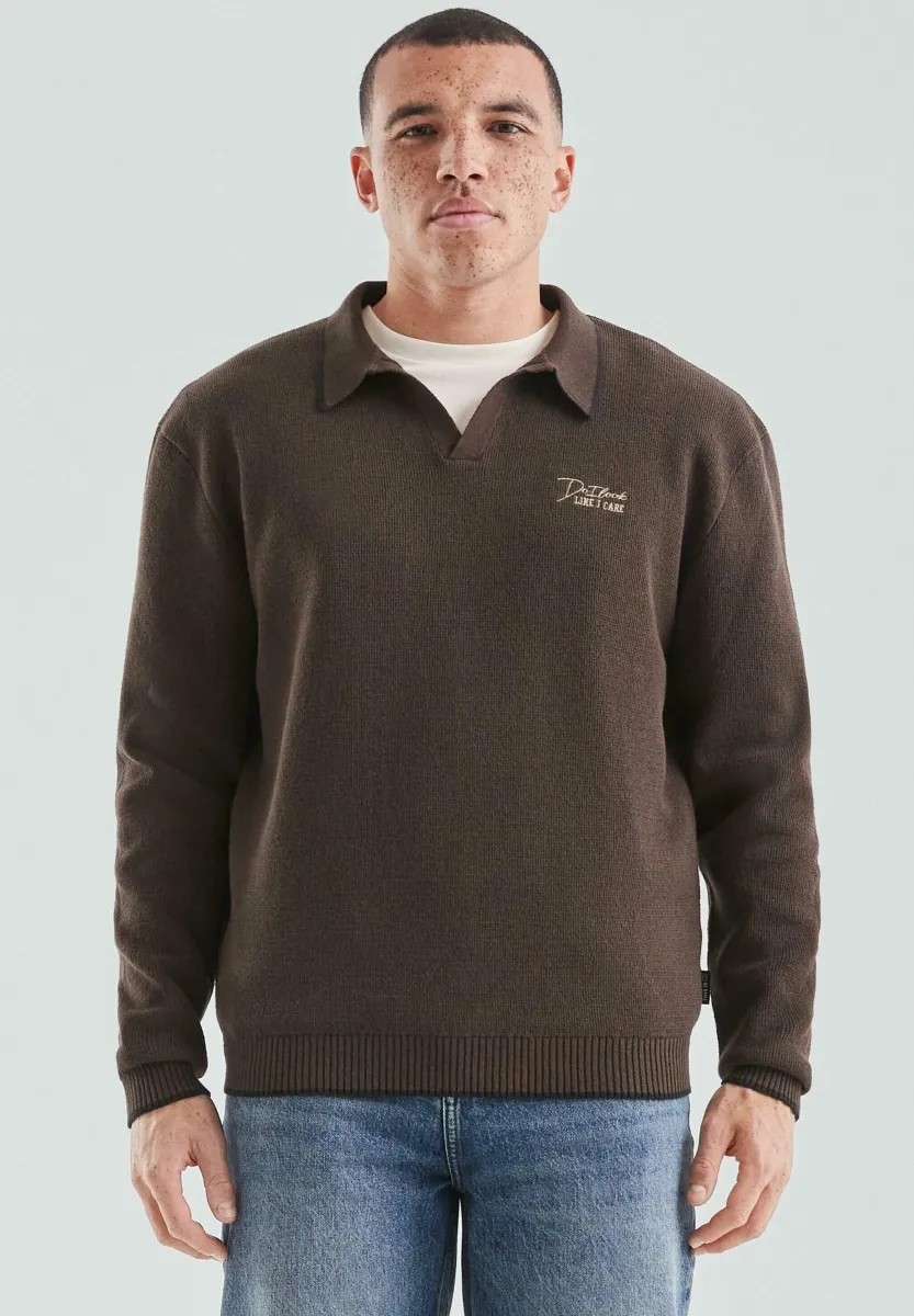 PULLOVER - Poloshirt - dunkelbraun