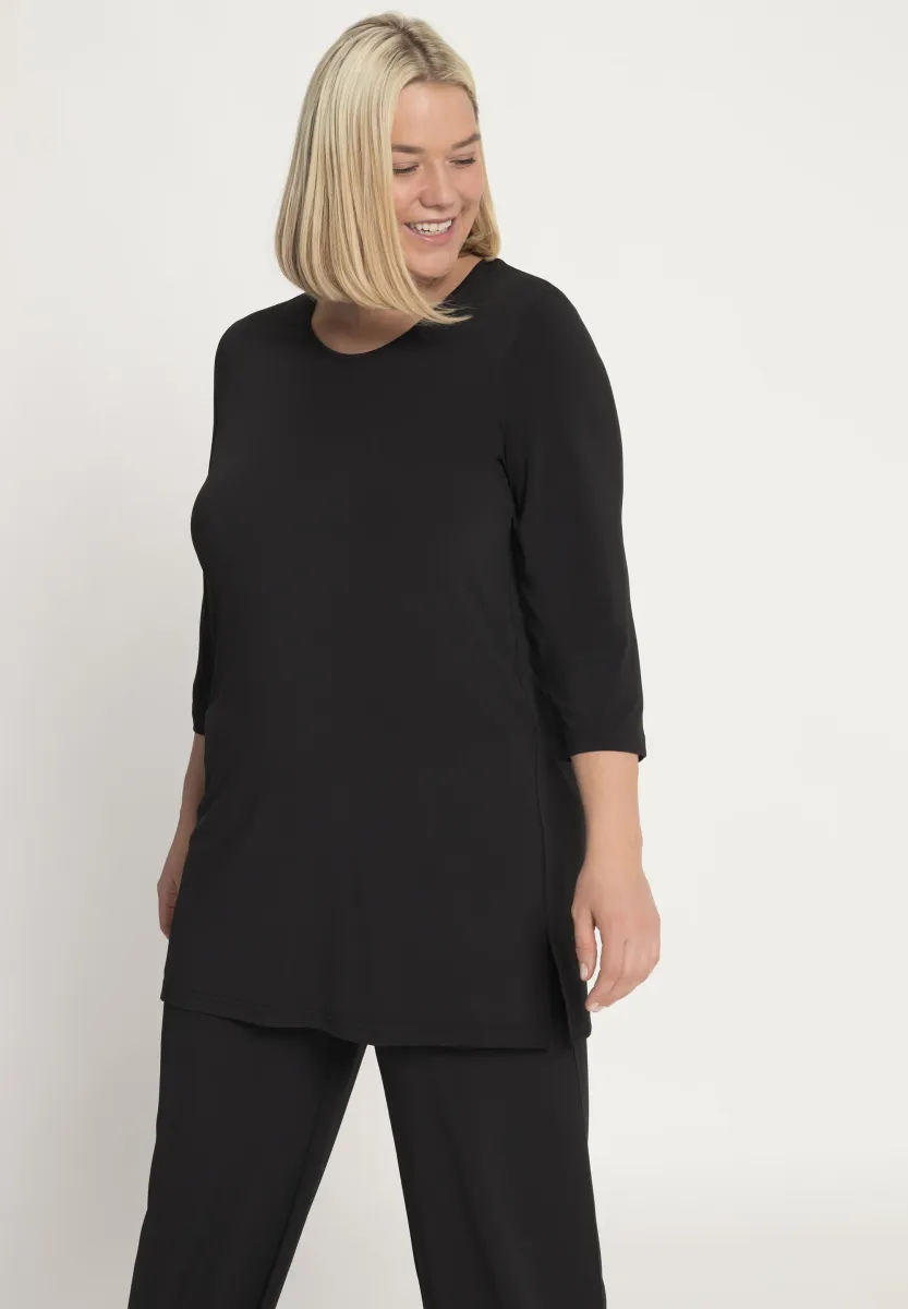 PUNKTE MUSTER RUNDHALS 3/4-ÄRMEL - Langarmshirt - black