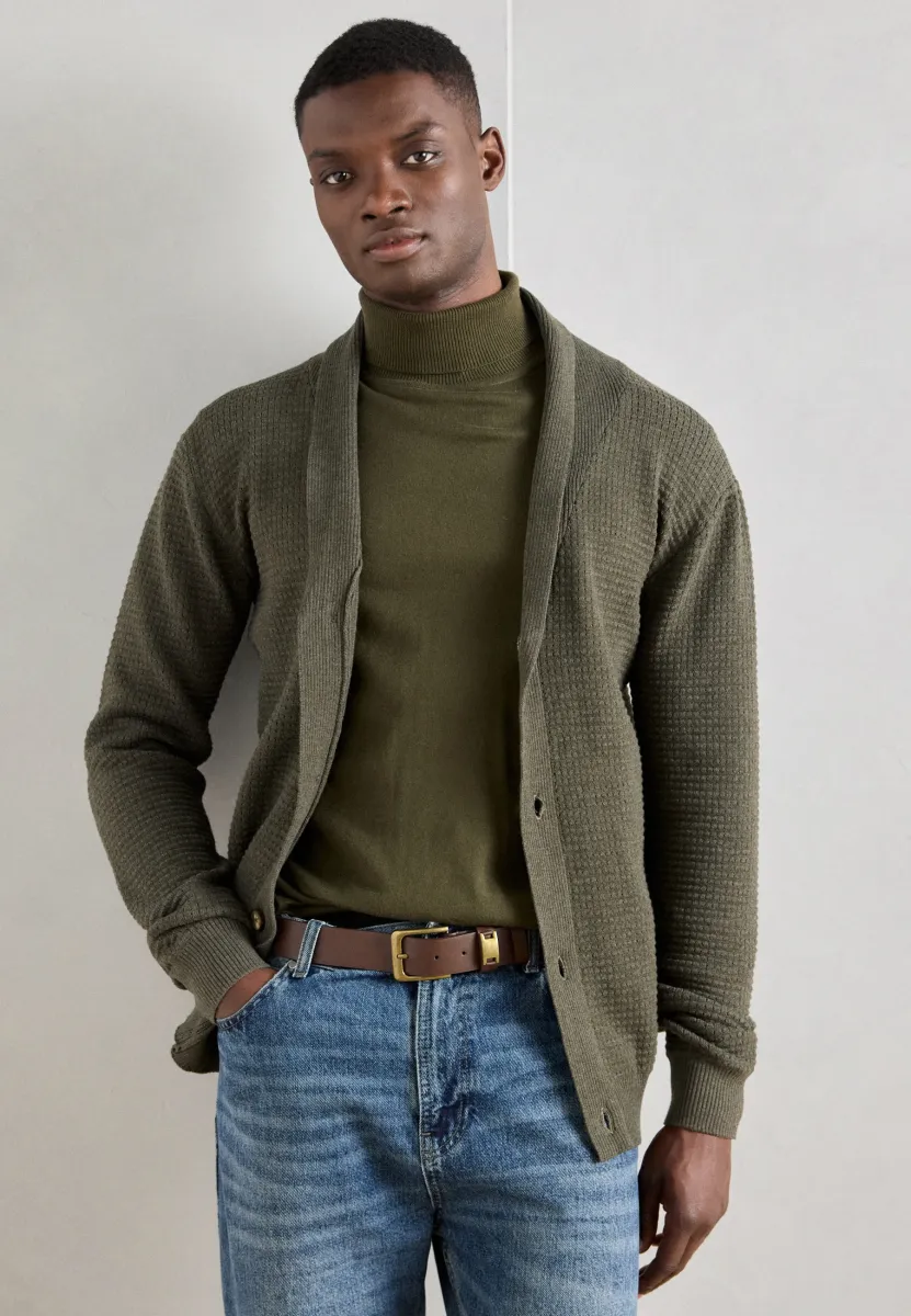 PURL CARDIGAN - Strickjacke - dark army melange