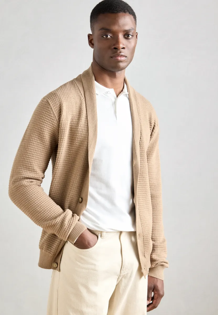 PURL CARDIGAN - Strickjacke - dark sand melange