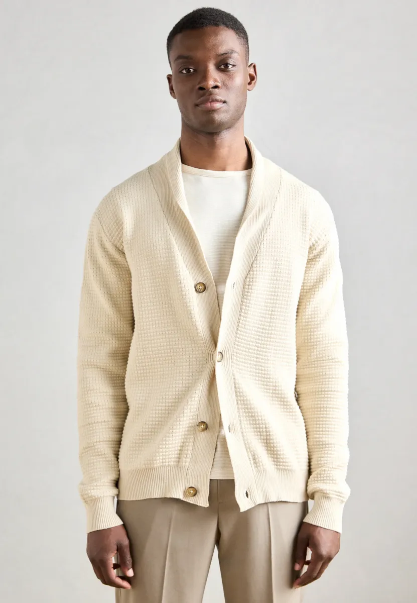PURL CARDIGAN - Strickjacke - off white melange