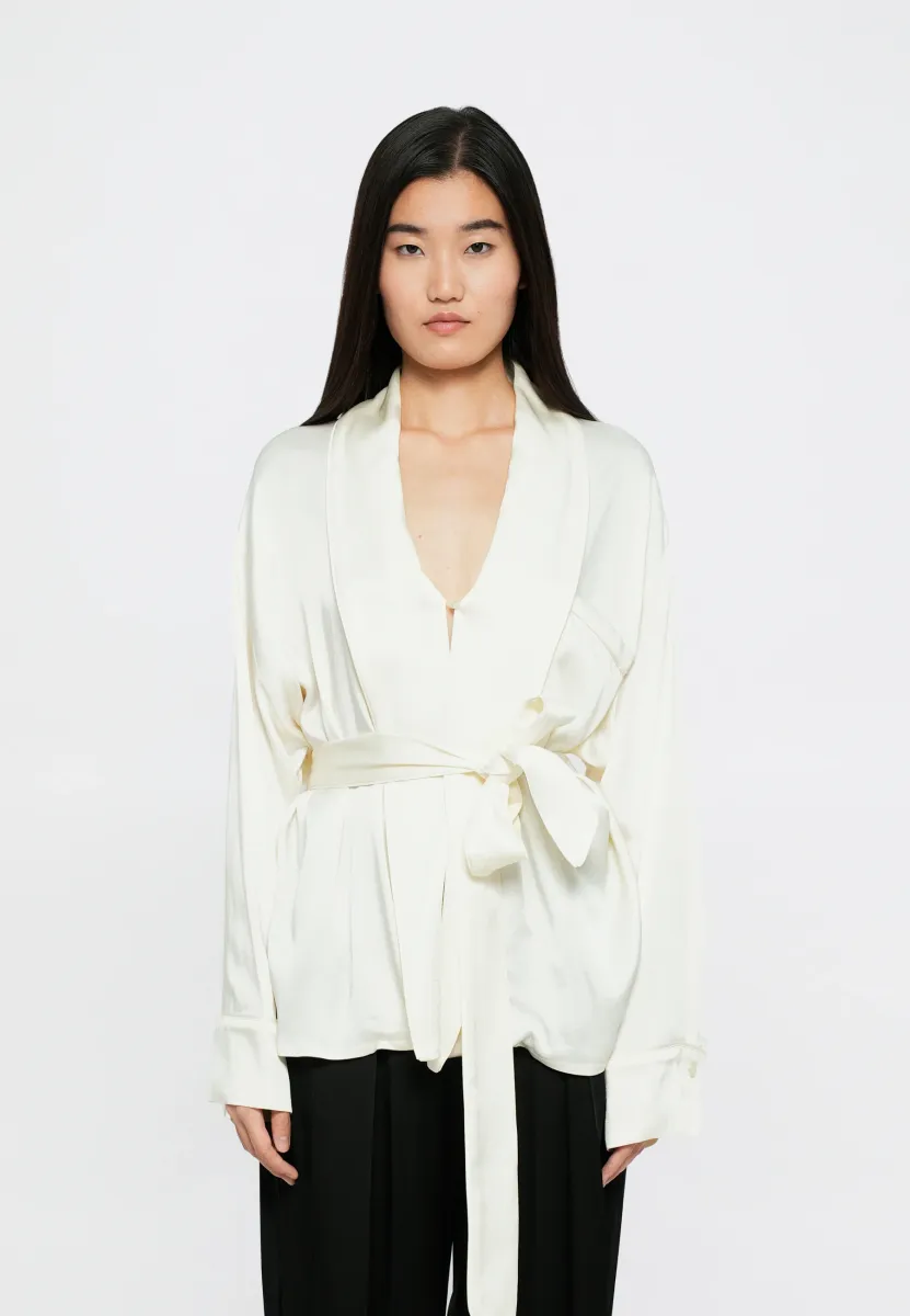 PYJAMA WRAP - Bluse - ivory