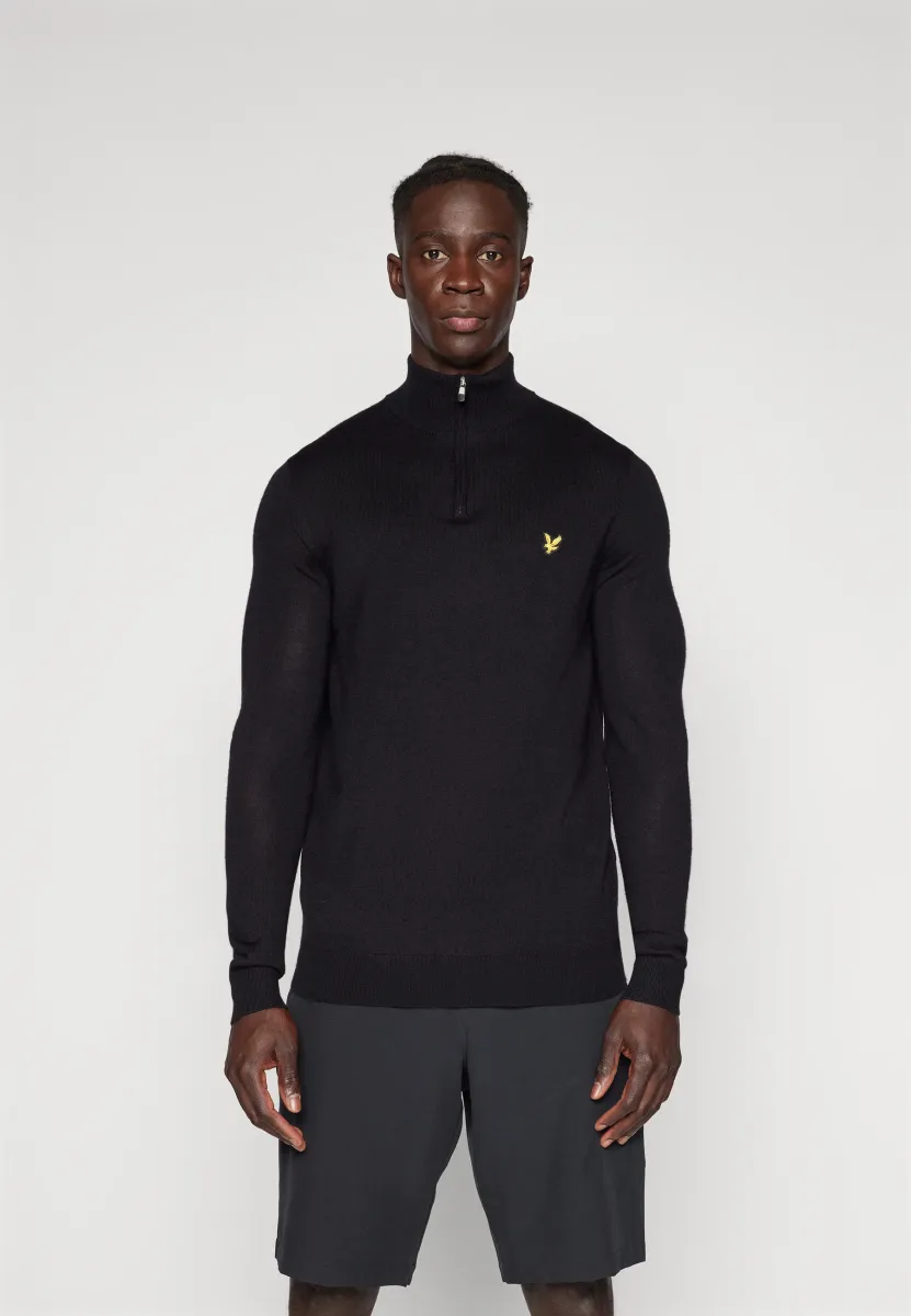 QUARTER ZIP - Strickpullover - black