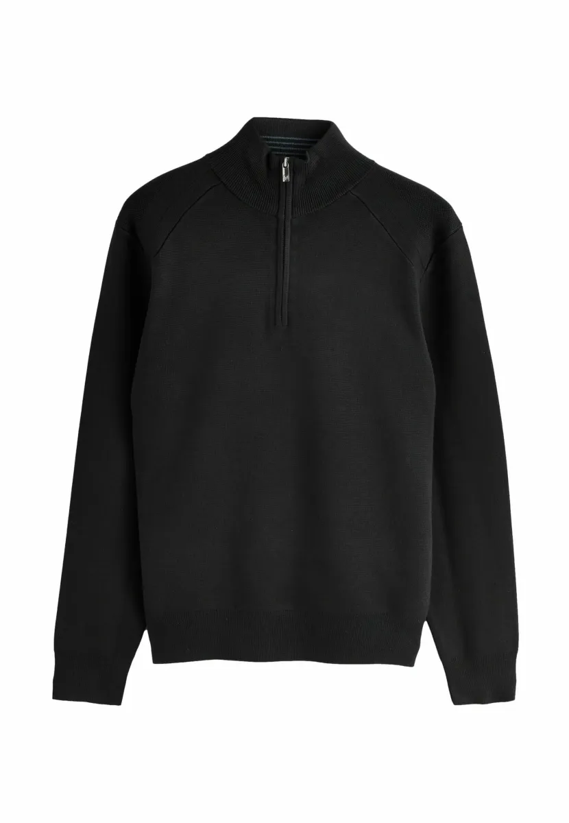 QUARTER ZIP - Strickpullover - black
