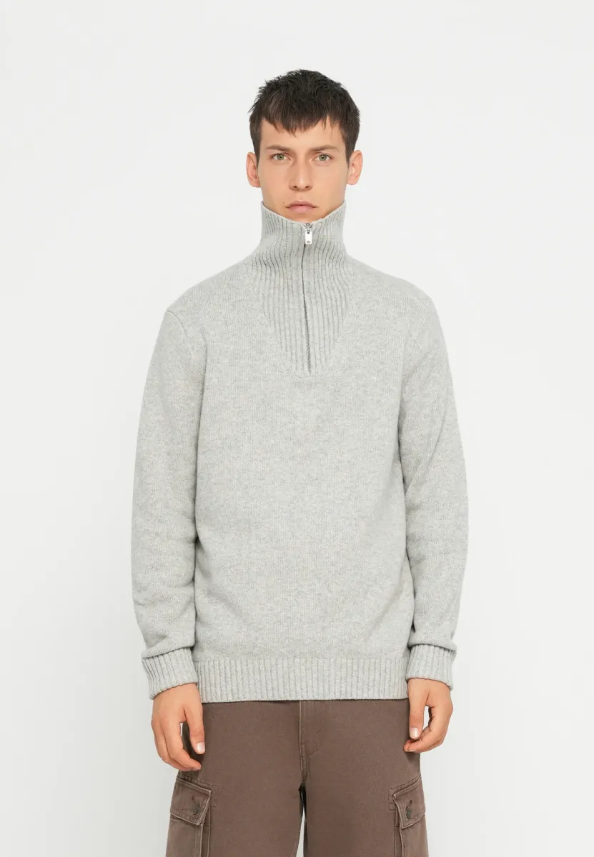 QUARTERZIP SWEATER - Strickpullover - light grey