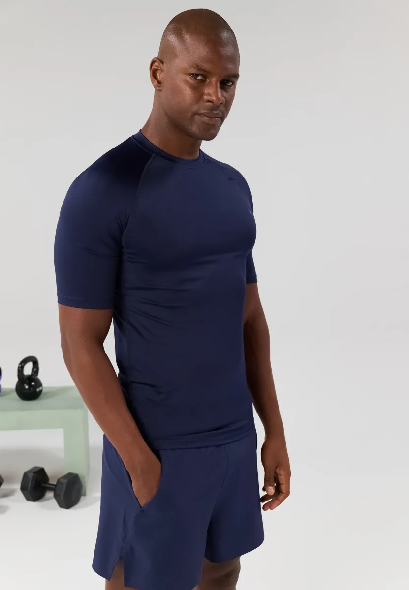 QUICK DRY SHORT SLEEVE MUSCLE FIT T-SHIRT - T-Shirt basic - dark blue