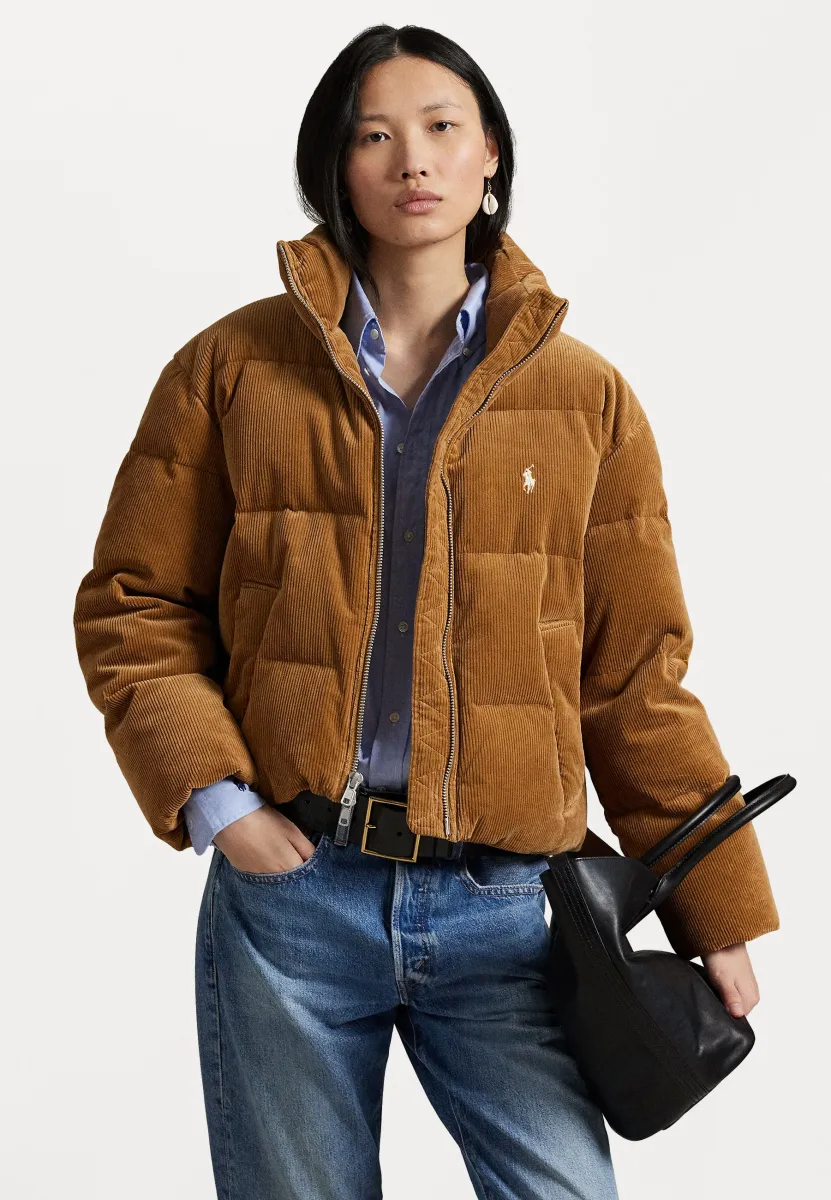 QUILTED CORDUROY DOWN JACKET - Daunenjacke - brown